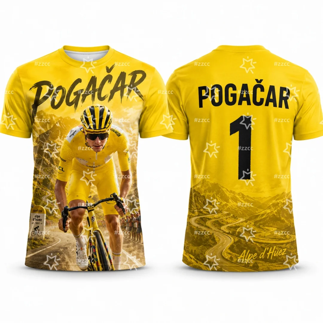 2026 Pogačar Champion Commemorative Jersey Fan Cycling Suit Summer Sports Men's T-Shirt Children's Clothing Tee Woman ﻿