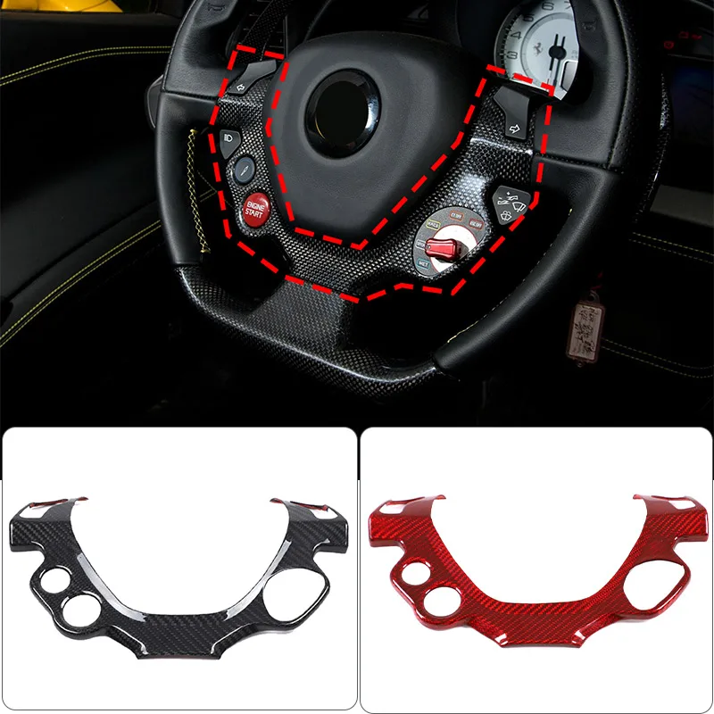 For Ferrari 458 F458 2011-2016 Real Carbon Fiber Car Steering Wheel Button Decoration Frame Sticker Car Interior Accessories
