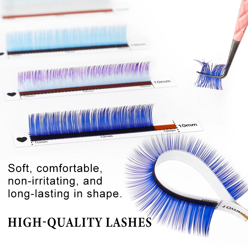 Rose Pink/Purple/ Yellow/Green/Blue/Pink 6 Colors Rainbow Macaron color Hand Woven Premium Synthetic Mink Eyelashes