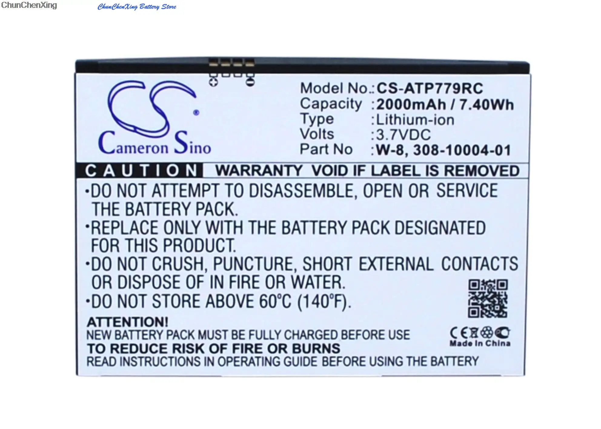 Cameron Sino 2000mAh Battery 308-10004-01, W-8 for AT&T/BoostMobile AC779S, AirCard 779S, NTGR779ABB, Unite Express,