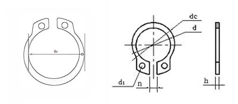 304 الفولاذ المقاوم للصدأ M6-M7 M8-M10-M20-M30-M50-M60-M70-M80-M90-M100 M150 محور نوع C-محور حلقة ثابتة مفتوحة مرنة الاحتفاظ الدائري #2