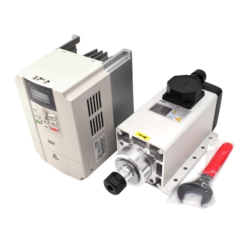 HQD 3.5kw 300hz Air Cooled SpindleAir Cooled Spindle Motor With Flange BEST 4kw Inverter VFD Kit for CNC Router Woodworking