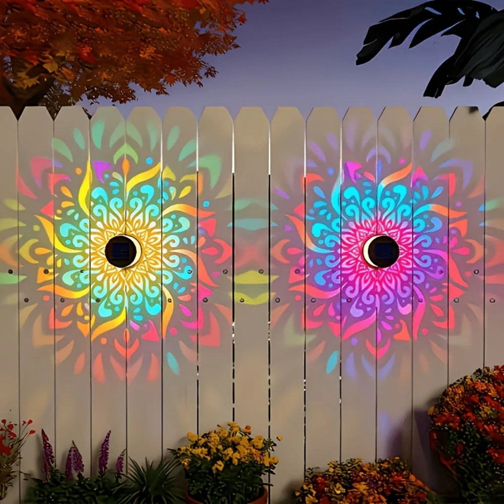 Decorative solar light mandala pattern outdoor wall lamp