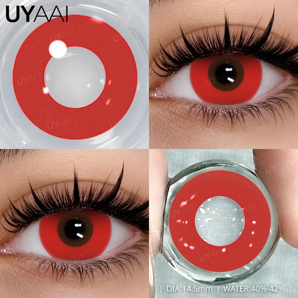 UYAAI 1 Paar Halloween-Kontaktlinsen für Augen, Cosplay-Linsen, Anime-Linsen, verrückte weiche Linsen, rote Kontaktlinsen für den jährlichen Gebrauch – Detail 10