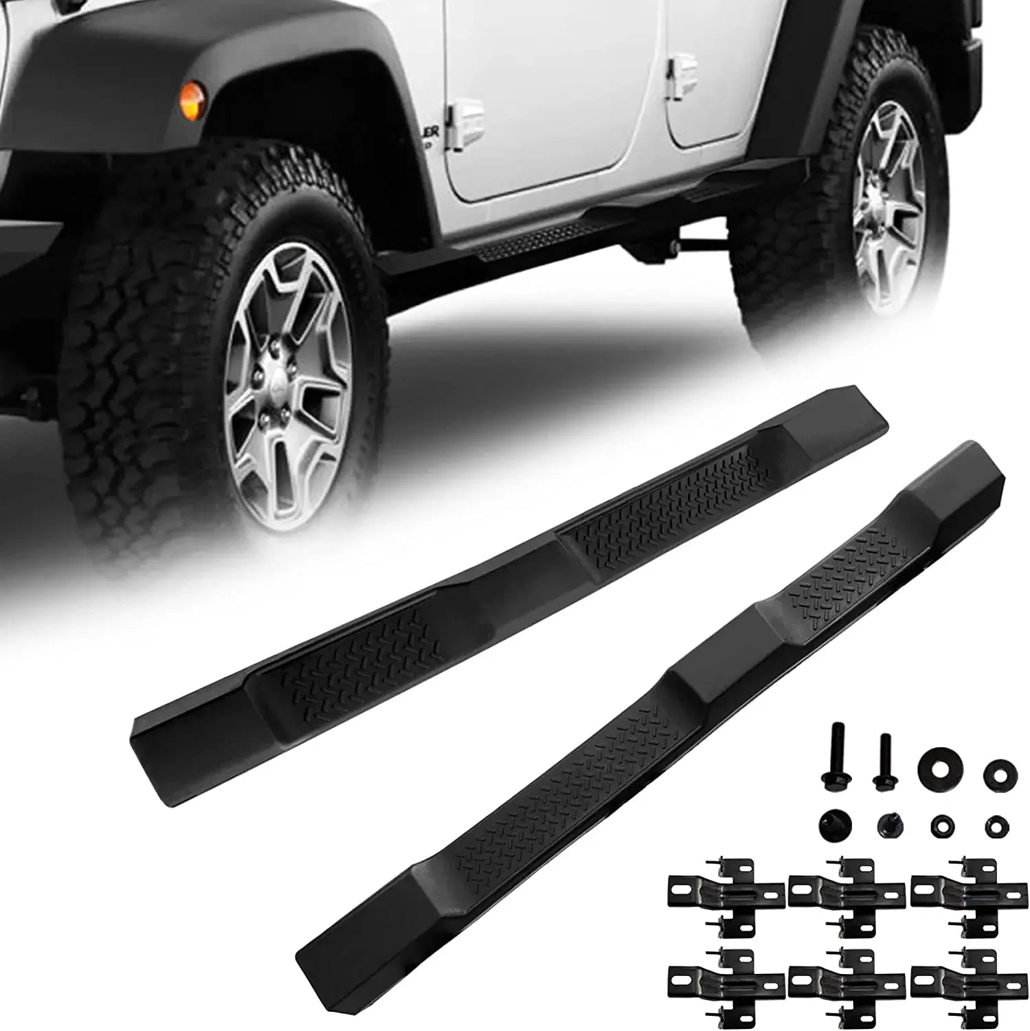 OEM Factory Style ABS 4 Door Side Steps Nerf Bar Running Boards for 2007-2018 Jeep Wrangler JK