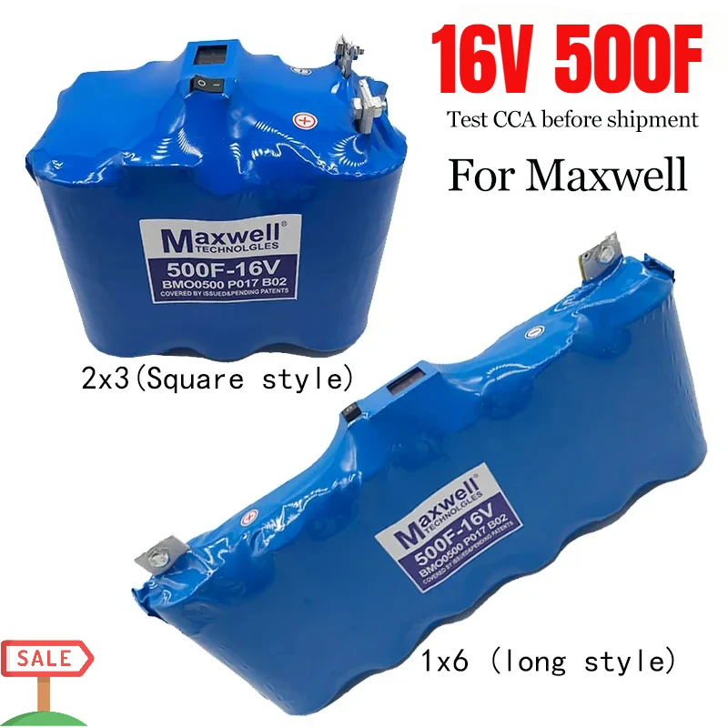 For Maxwell Super Farad Capacitor 16V 500F Automobile Rectifier 2.7V 3000F W/ Equalization Board Voltage Display Audio Capacitor