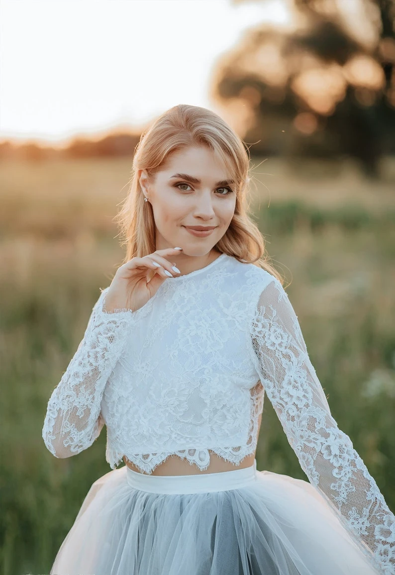 أبيض وأسود ماجيك أومبير تنورة وصوفيا بوهو عارية الذراعين قمة الزفاف الجديدة يفصلها بواسطة Stylishbrideaccs فستان الزفاف الأسود والأبيض