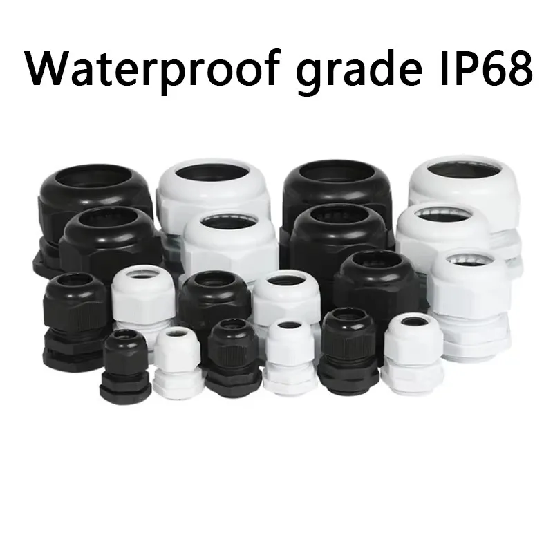 1/2/5/10pcs Waterproof Cable Gland Cable Entry IP68 PG7-PG36 White/Black Nylon Plastic Connector Joint