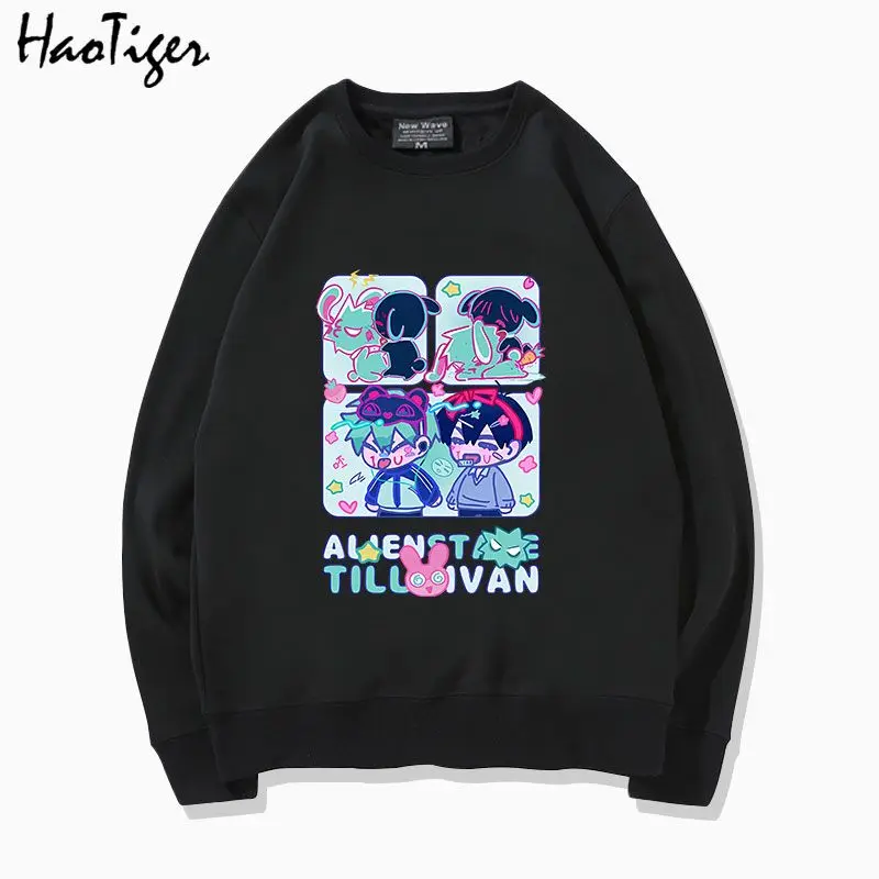 الغريبة المرحلة إيفان حتى أنيمي الطباعة Crewneck البلوز مريحة فضفاضة المناسب رداء علوي غير رسمي مع الصوف للخريف والشتاء