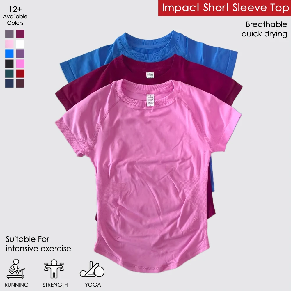 

1pcs Women's Impact Short Sleeve Top Seamless Yoga Leotard Clothing Running Sports T Shirt Workout Shirts Fitness Vest