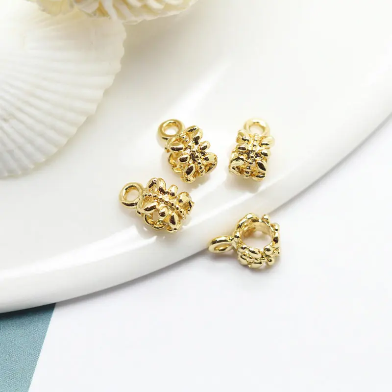 8PCS 5x9MM 14K Gold Color Plated Bail Beads DIY Bracelet Necklace Pendant Charm Spacer Connector Tube Bails Cord Bails Findings