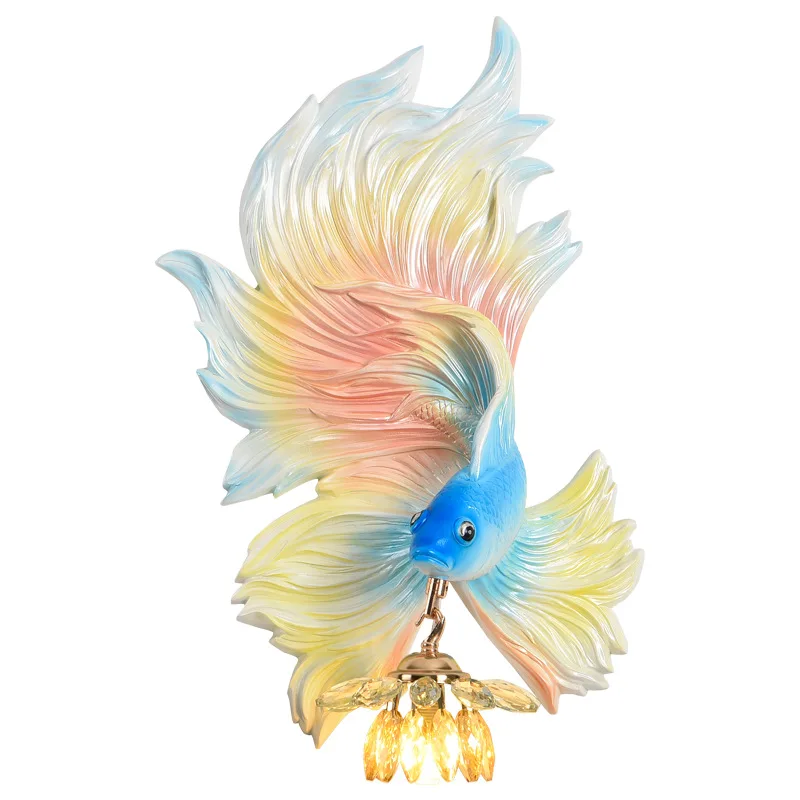 

Декоративное настенное бра с изображением животных, прикроватная тумбочка для спальни, гостиной, смола, детская комната, декор в виде рыбы, настенный светильник