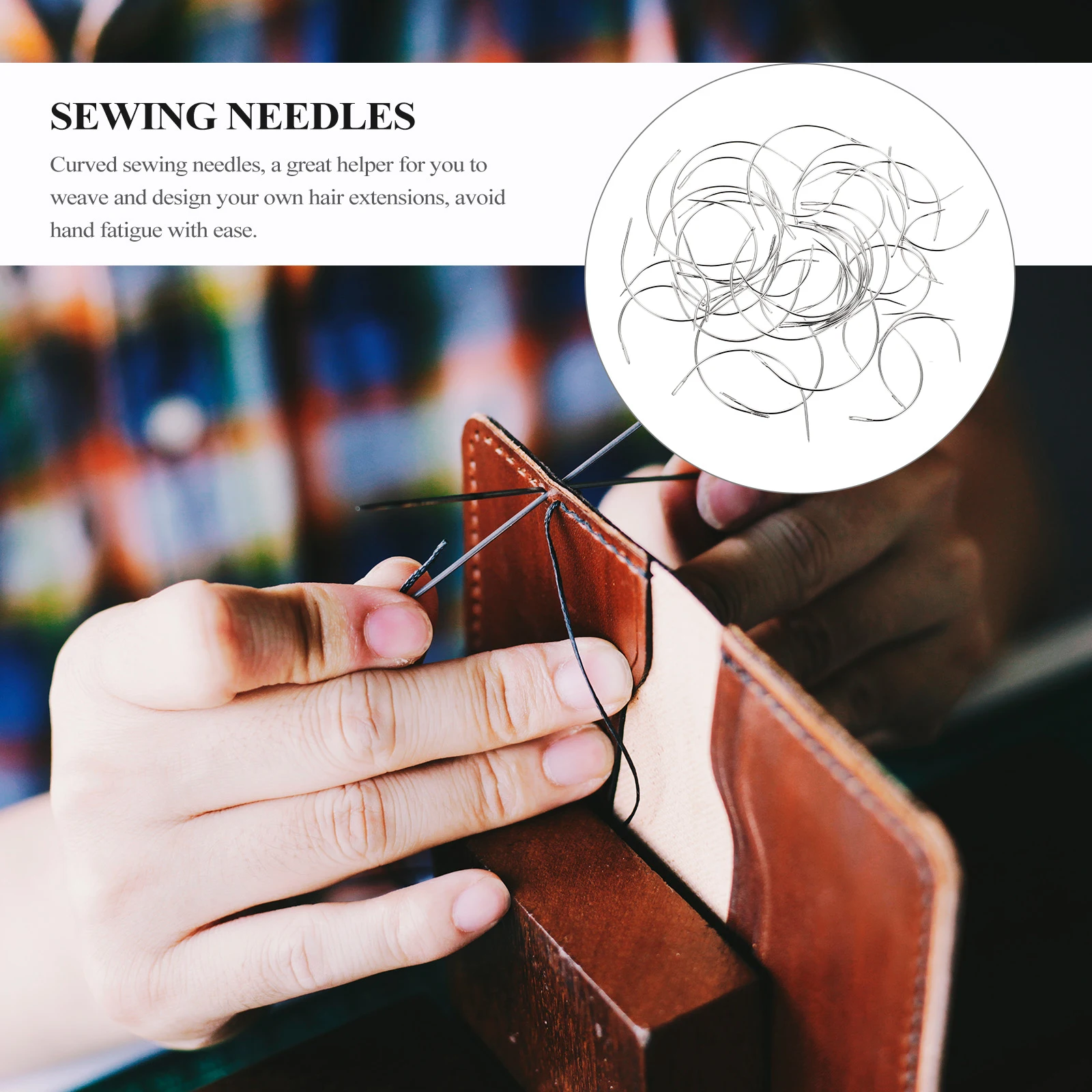 

48 Pieces Big Eye Curved Sewing Needles 4 Sizes Multiple Pack Hand Needles for Repair Upholstery Craft Weaving Needle