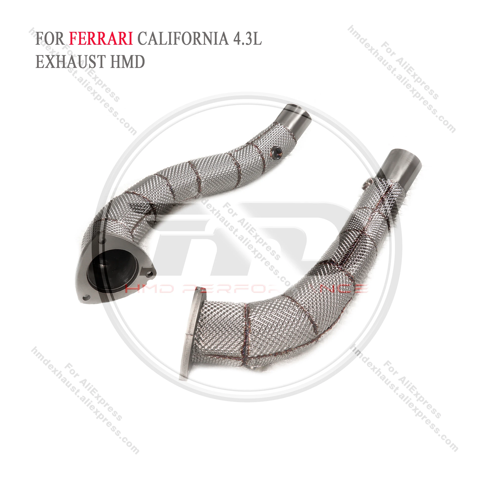 HMD Exhaust System High Flow Performance Catless Downpipe for Ferrari california 4.3L With Heat Shield Racing Pipe