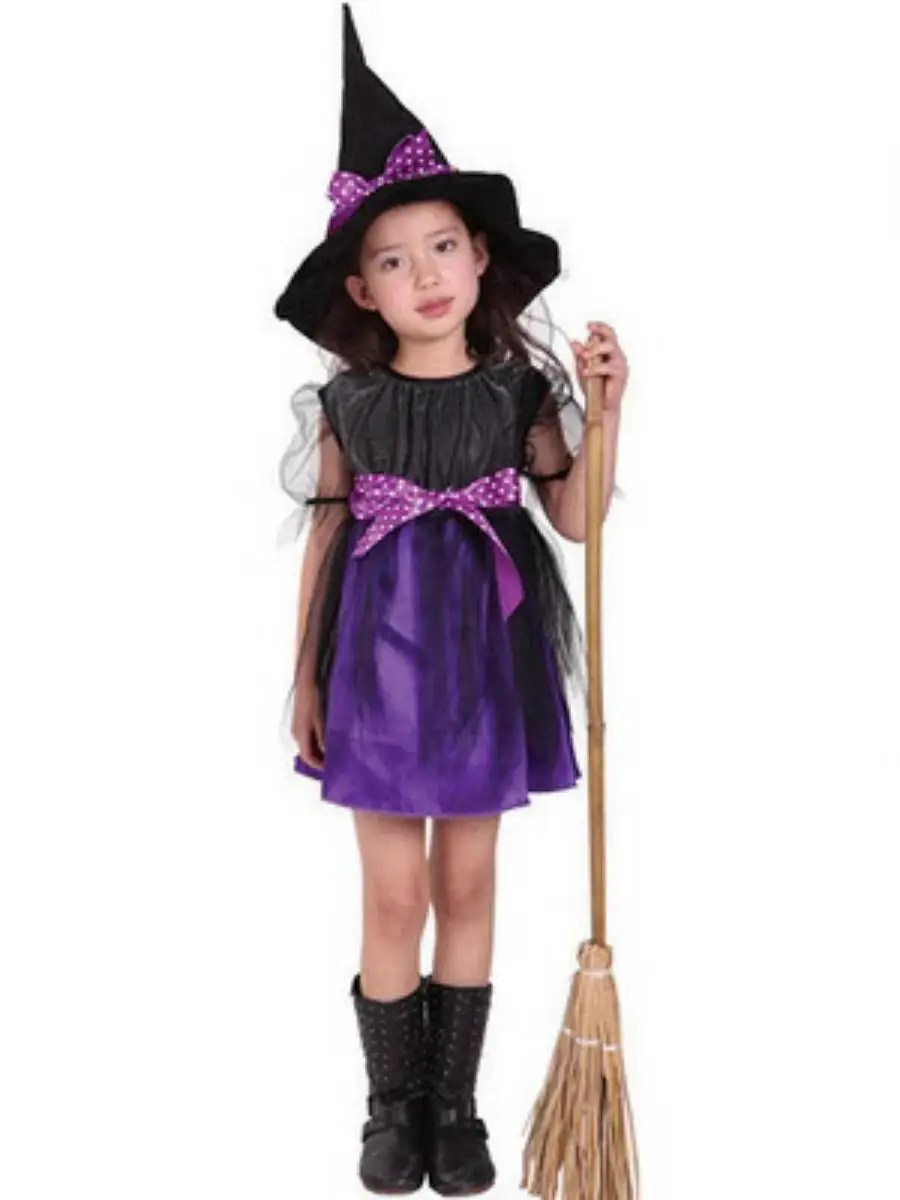 New 2025 Children's Cosplay loween Costume Anime Witch Role-plang Clothing PU Material Spring Season Ladies Faion