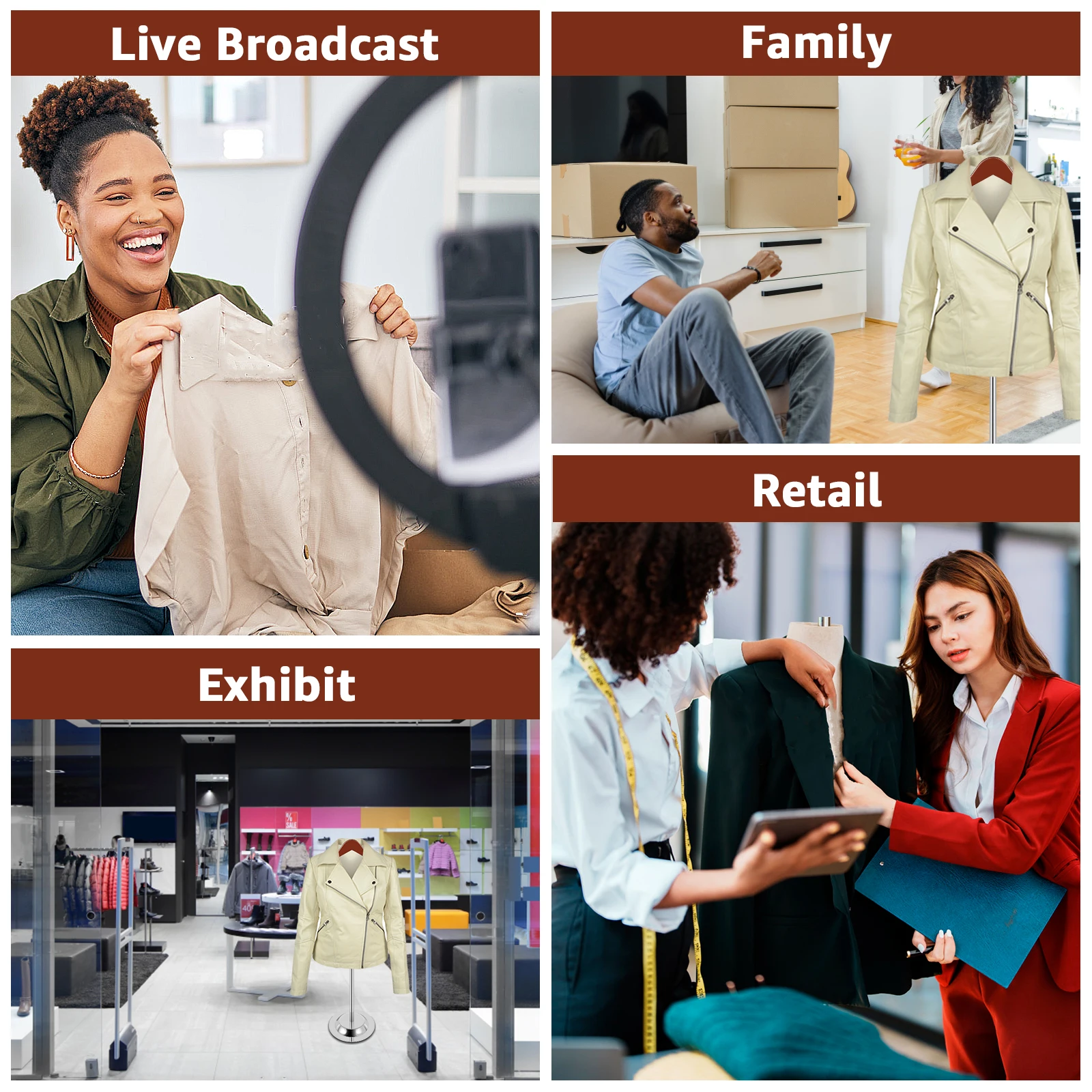 Adjustable T-Shirt Display Stand 40-70cm Flexible Shoulder Rack Multi-Purpose Holder Jacket Sweater Coat Garment Display Stand