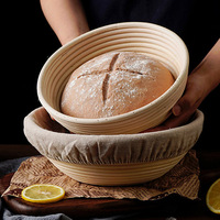 Oval/Round Bread Rattan Fermentation Basket Handmade Rattan Wicker Baking Bowl Kitchen Tool for Home Bakers Bread Baking Tools