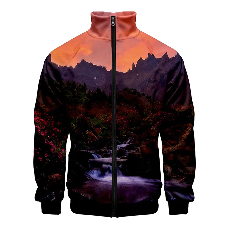 3D Snow Mountain Scenery Print Jacket Funny Landscape Graphic Jackets For Men Children Fashion Streetwear Clothing Clothes Tops