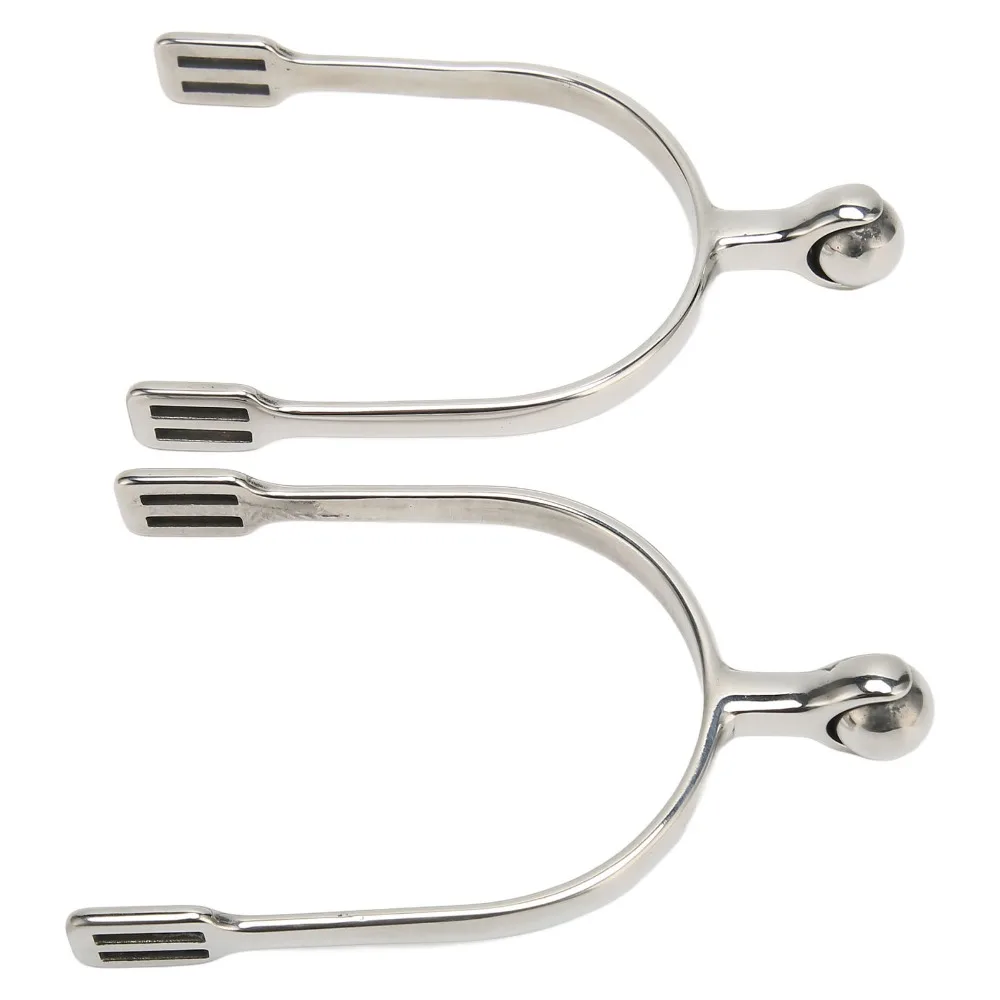 2pcs Stainless Steel Western Spurs Silver Roller Ball End Stainless Steel Spurs Non Toxic High Sensitivity Horse Riding Spurs