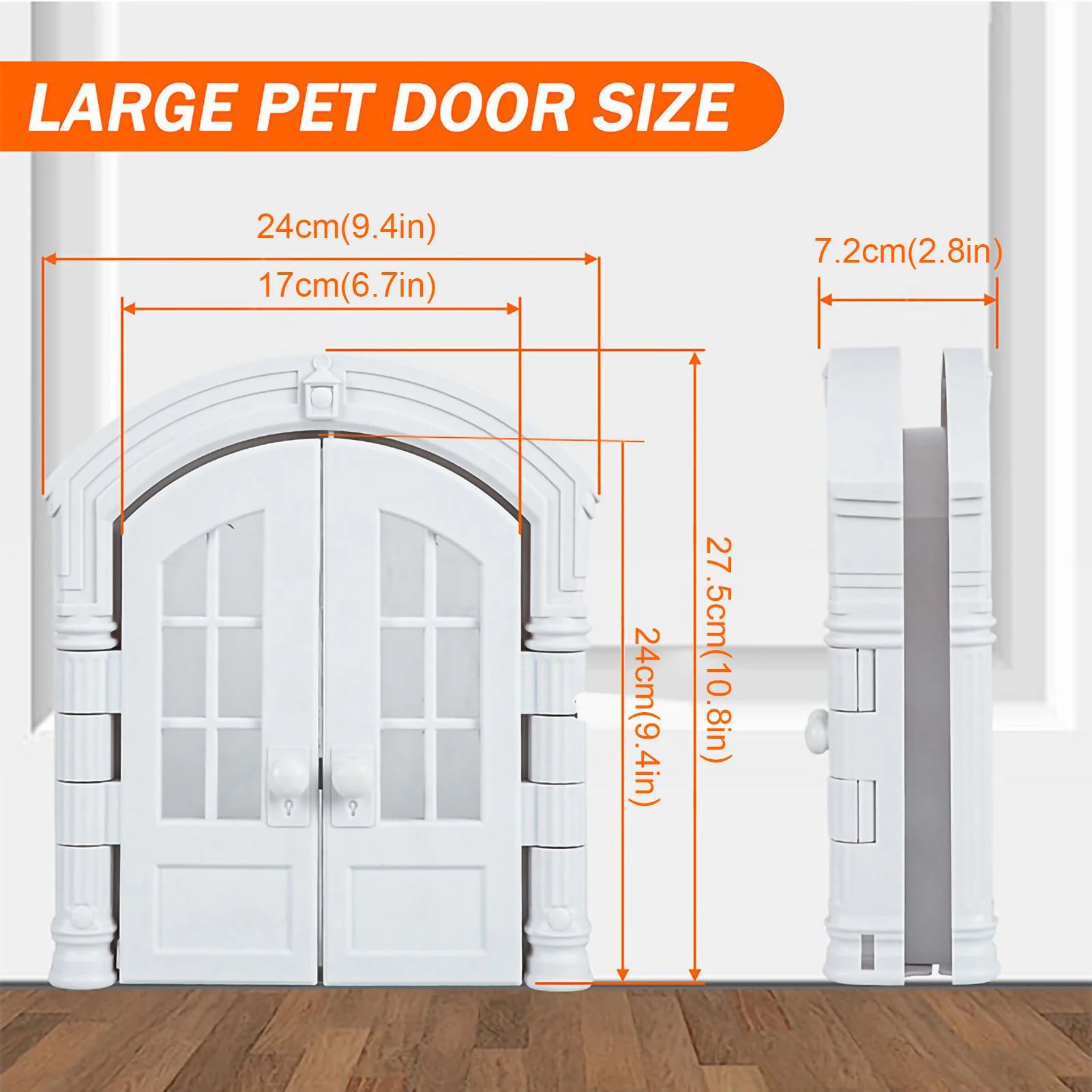 Cat Door Interior Exterior Pet Cat Dog Flap Doorpet French Double Door Opening No-Flap Weatherproof Pet Doors for Cats and Dog