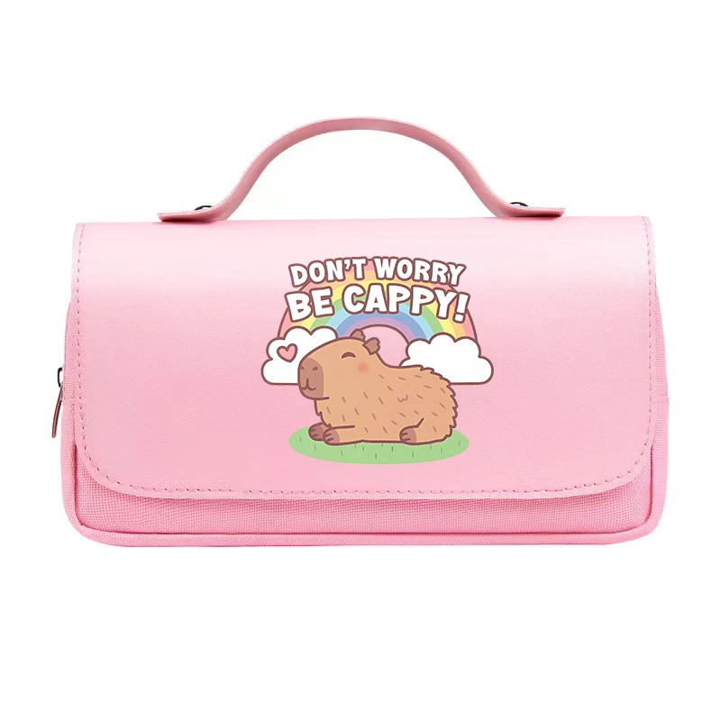 Capybara PU Leather Flip Pencil Cases Cartoon Pen Bags Printed Figures Stationery Box Fashion Kids Boys Girls Pencil Bags Gift