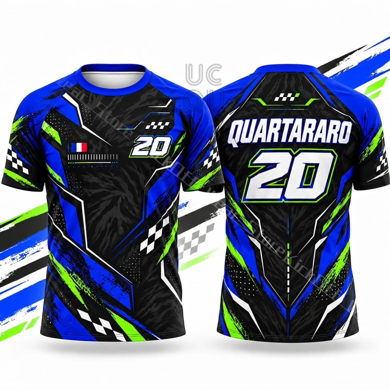 Quartararo 20 Mens Motorcycle Racing Jersey Summer Short Sleeve T Shirt Unisex Graphic Print Casual Streetwear Riding Blue Green