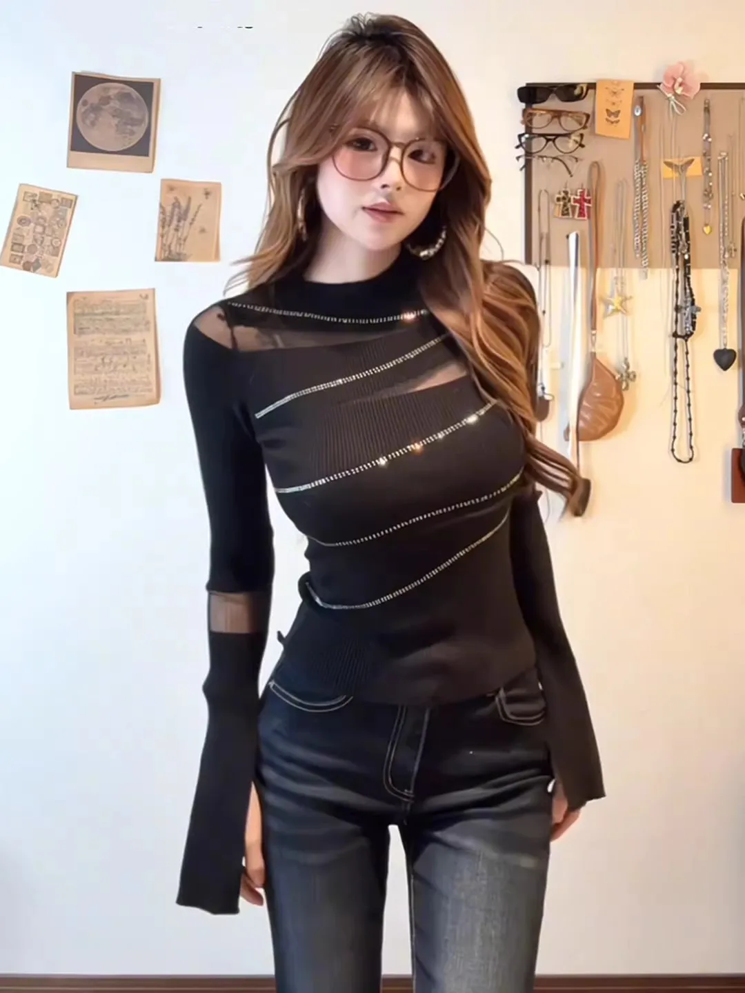 

Warm Bla Knitted Base irt Women's Autumn Winter Fur Inner Wear f High Collar Sweater Sli And Comfortable Inner irt