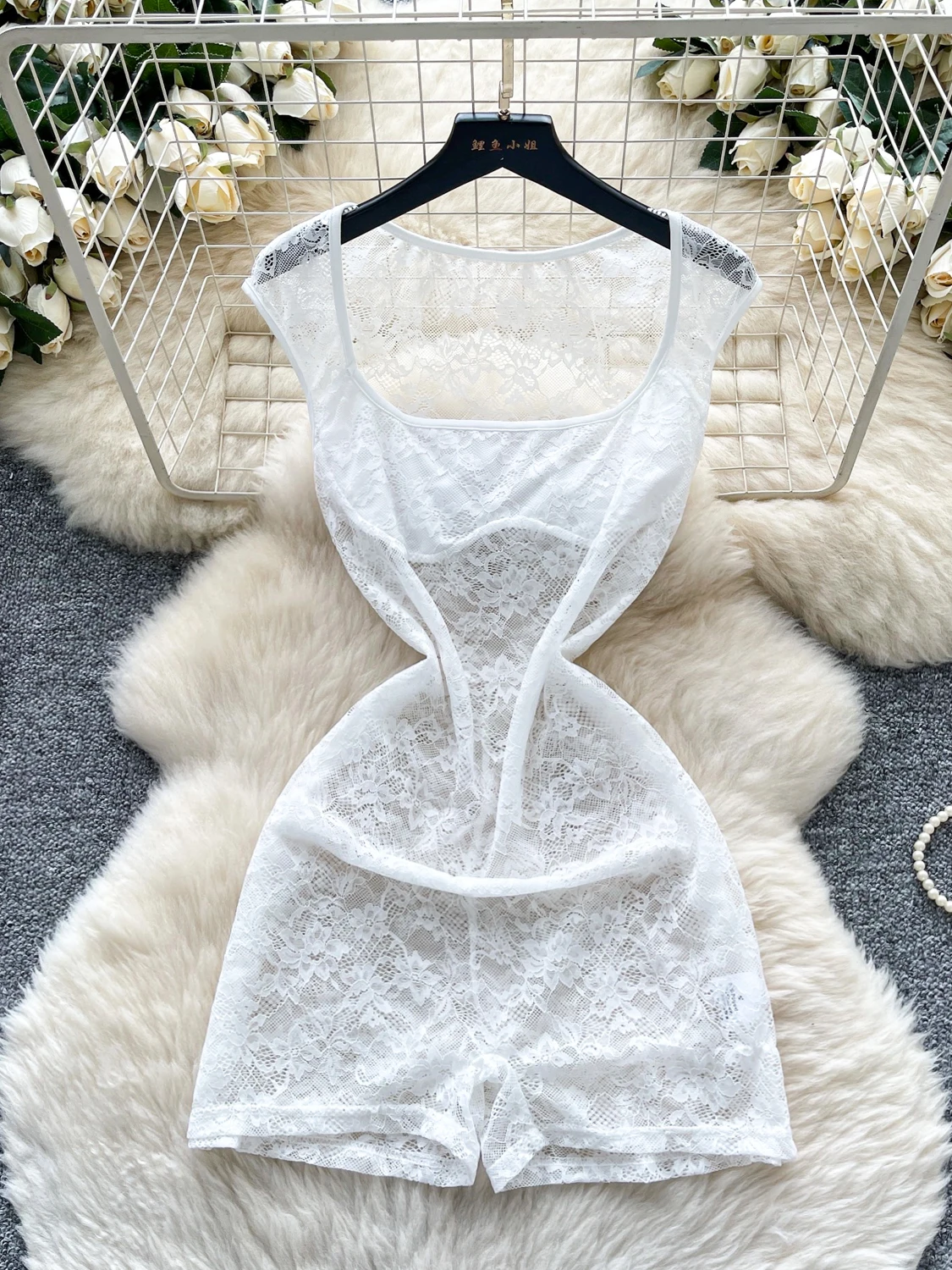 

Sexy Lace Bodycon Summer 2025 Women's Suit See tough High Waist ort Pants Commute Sle Regular Thin