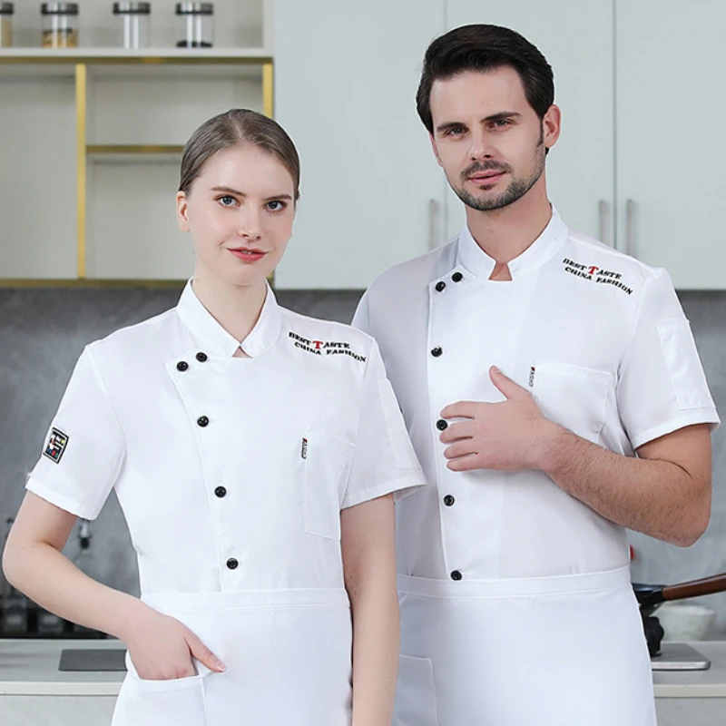 Chemise d'Uniforme de Chef, Veste de Cuisinier à Manches Courtes, Unisexe, pour la Cuisine de Restaurant