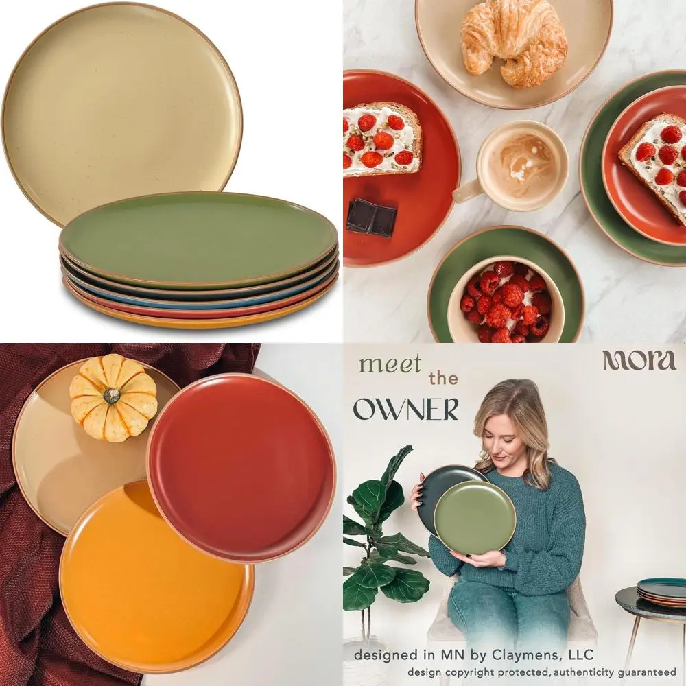 

Набор из 6 10-дюймовых матовых керамических тарелок — современная столовая посуда в деревенском стиле, микроволновая печь, духовка и можно мыть в посудомоечной машине, устойчивая к царапинам