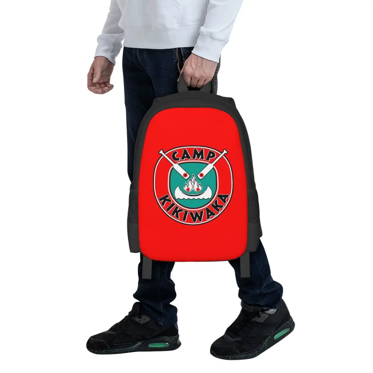 Camp Kikiwaka - Bunk'd - Red Background Student Backpack School Bag Hiking Travel Daypack for Boys Girls Bookbag Shoulder Bags