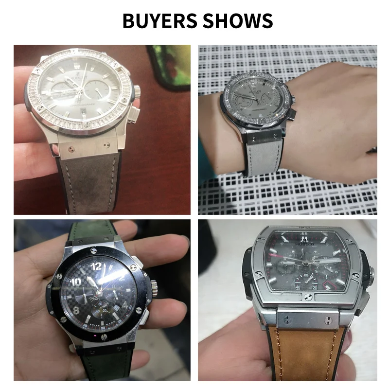 Frosted Leather Watch Band Back Rubber Men's Waterproof Watch Strap for Hublot Yuqi Big Bang Classic Fusion 25*19mm Buckle 22mm