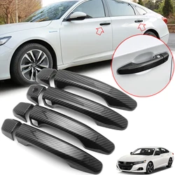 8pcs/Set Carbon Fiber Style Exterior Door Handle Cover Molding Trims Smart Keyhole For Honda Accord 10th 2018 2019 2020 2021