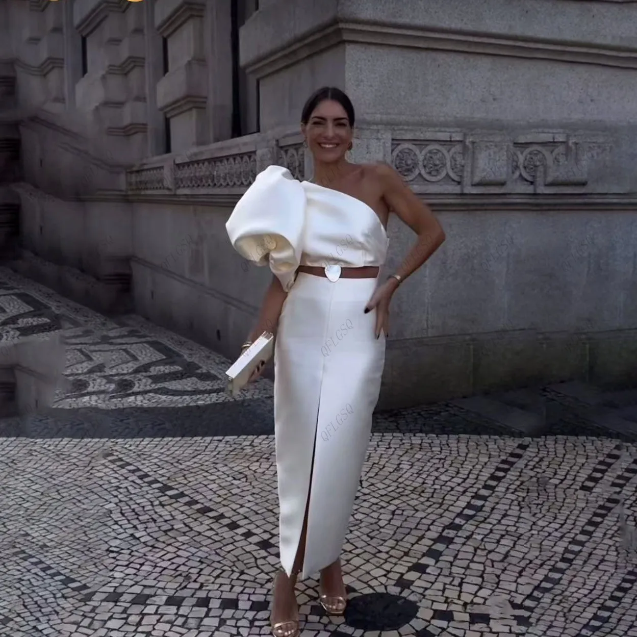 Robe de soirée longue en Satin pour femmes, Couture, fendue sur le devant, asymétrique épaule dénudée, robe formelle élégante, nouvelle collection