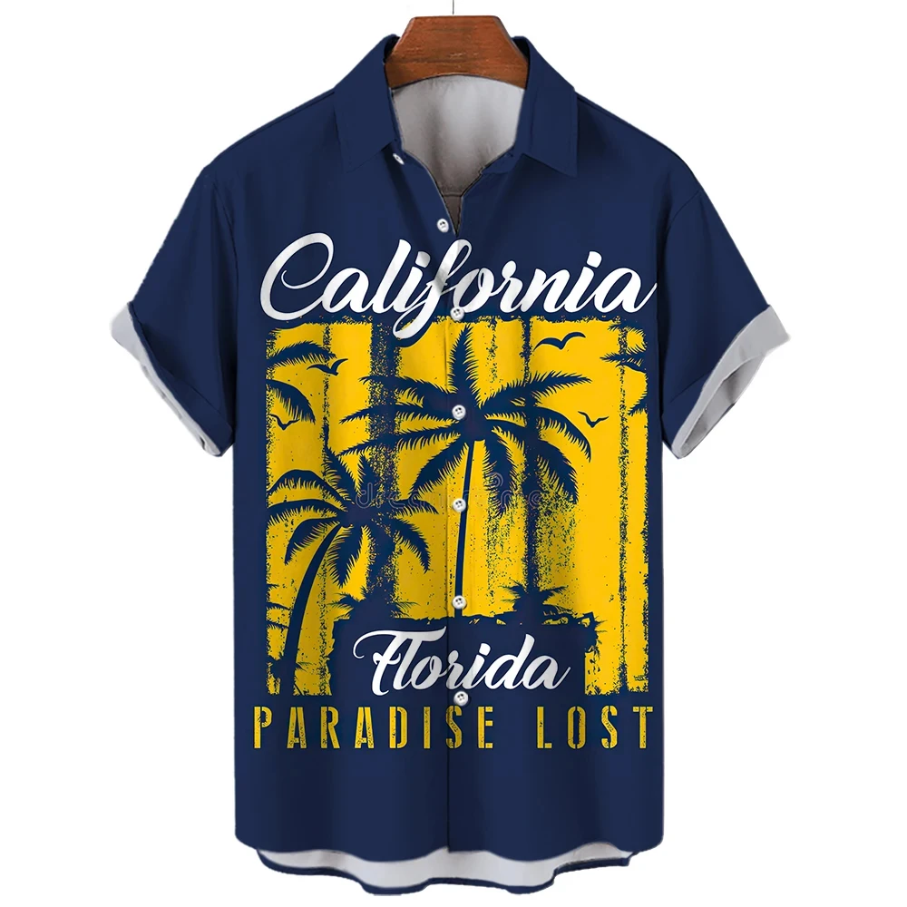Chemise de plage hawaïenne pour hommes, style de surf, imprimé en 3D, coupe couvertes, chemise sociale rétro, vêtements décontractés pour hommes, chemisier floral, mode estivale