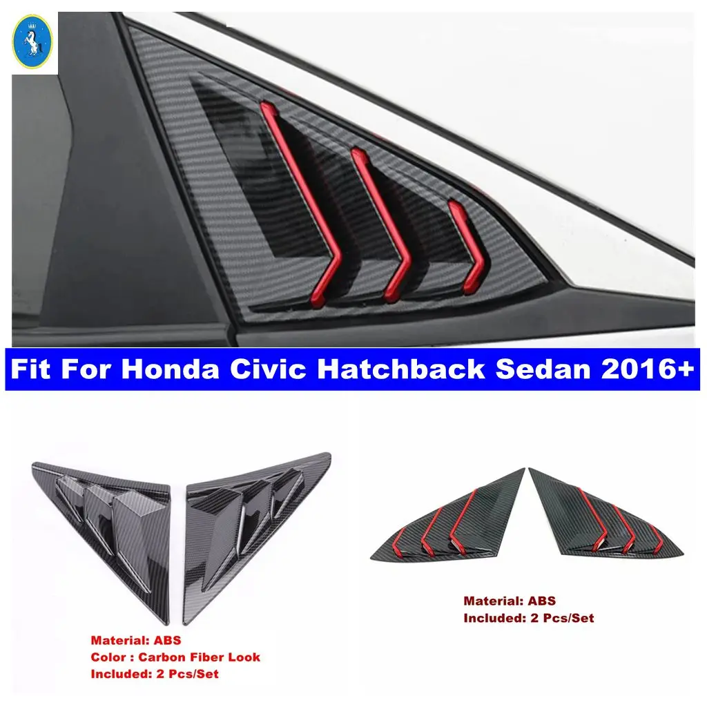 

Car Rear Tail Window Louver Shutter Side Vent Decor Panel Cover Trim ABS Accessories For Honda Civic Hatchback Sedan 2016 - 2020