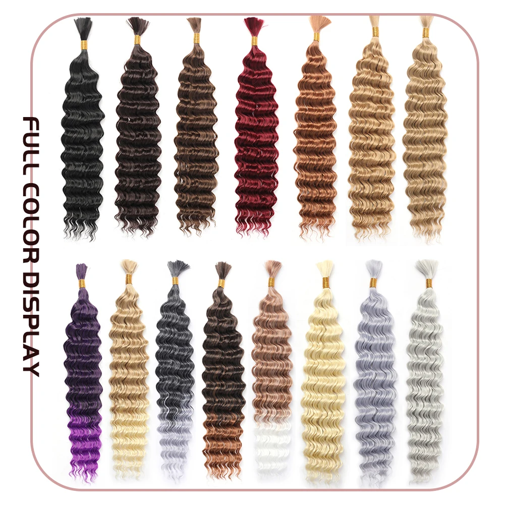 Synthetic Deep Wave Bulk Hair for Braiding 22 Inch Loose Deep Wave Braiding Hair Extensions High Quality Micro Braiding Hair