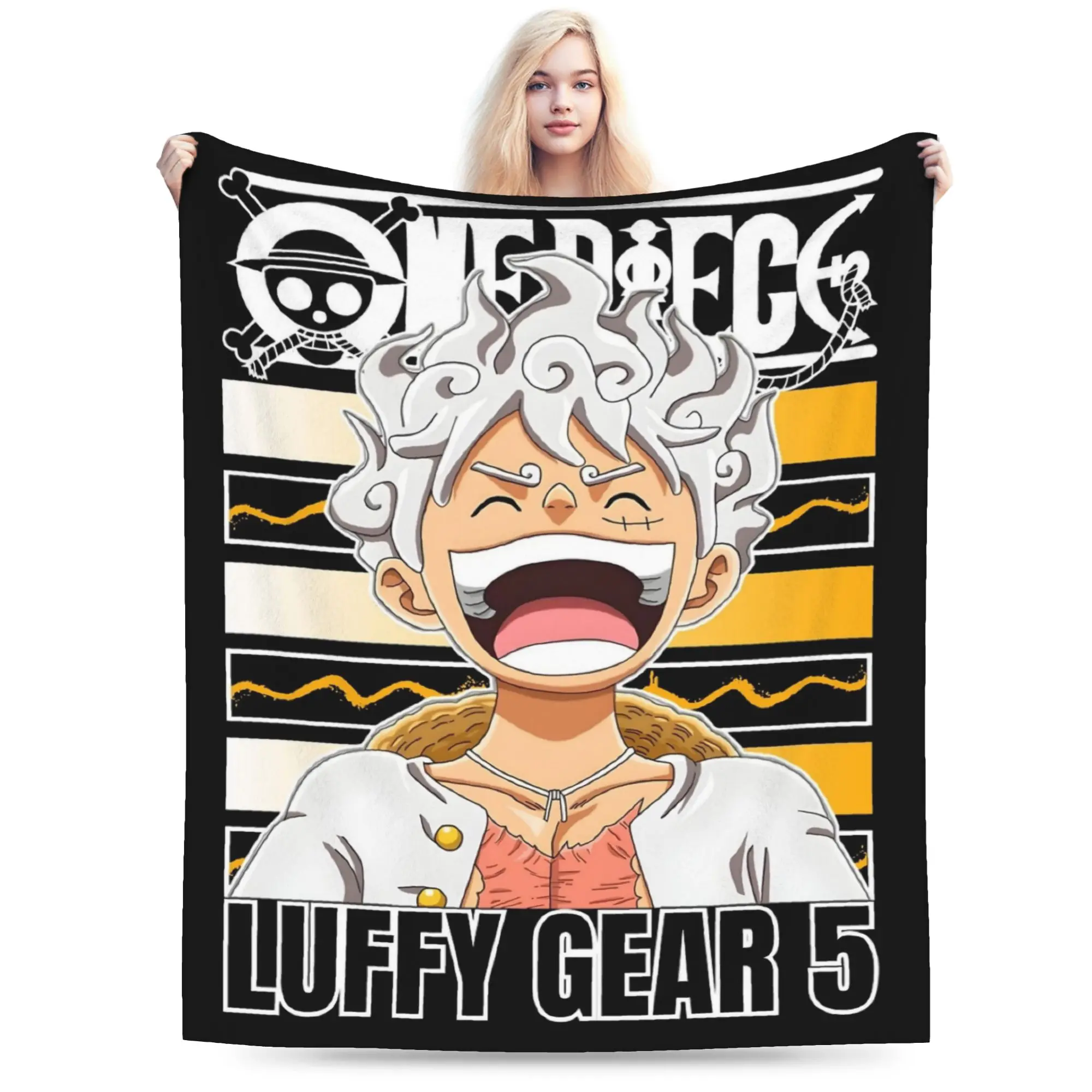 Ones Pieces Luffy Gear 5 Blanket Flannel Autumn/Winter  Breathable Ultra-Soft Throw Blanket for Bedding Outdoor Bedspreads
