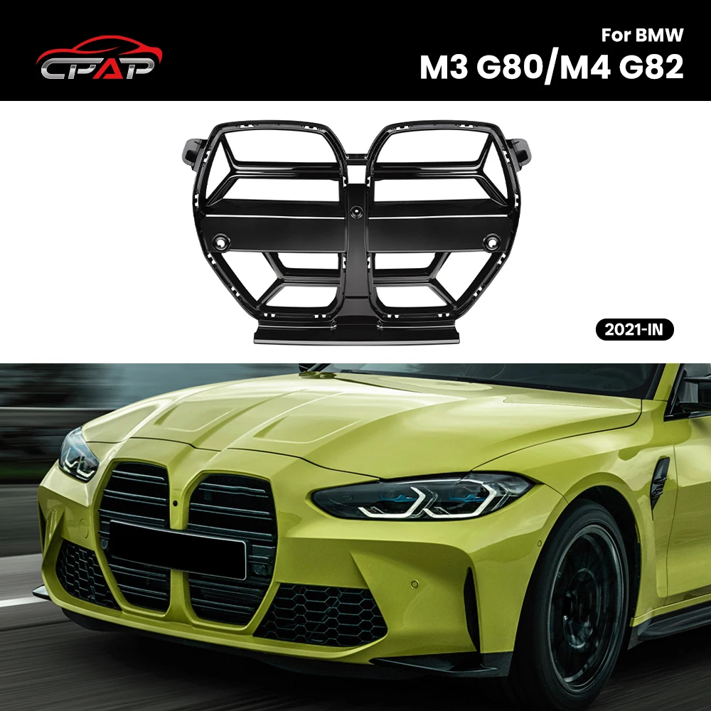 

Front Grills Bumper Kidney Hood Grilles ABS Gloss Black For BMW M3 G80 M4 G82 2021-IN CSL Style With/Without ACC