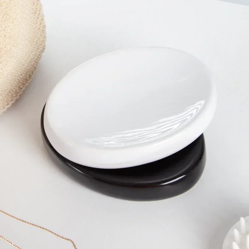 Soap Dish Luxury Black/white Matte  Round Soap Box Travel Accessories Container Holder Box Dishes Items Wall Bathrooms Products