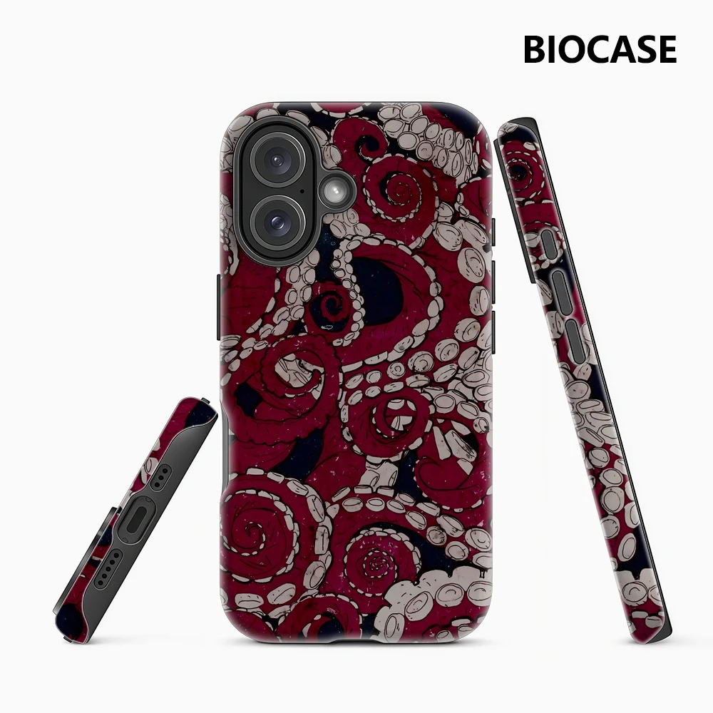 Oktopus-Tentakel-Kunst-Handyhülle für magnetische Handyhüllen für iPhone 17 16 15 14 13 Pro Max Plus – Robuste Einzel- und Doppelschicht-Hülle