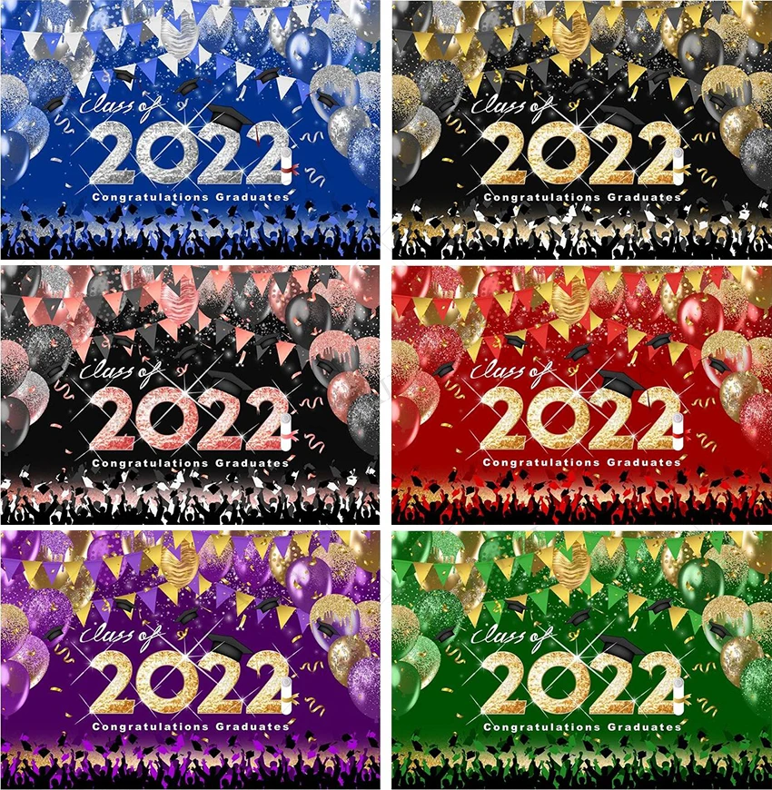 

2022 Graduation Season Background Photography White Balloon Gold Balloon Class Flash Point Optics Caps Friends Party Party Photo