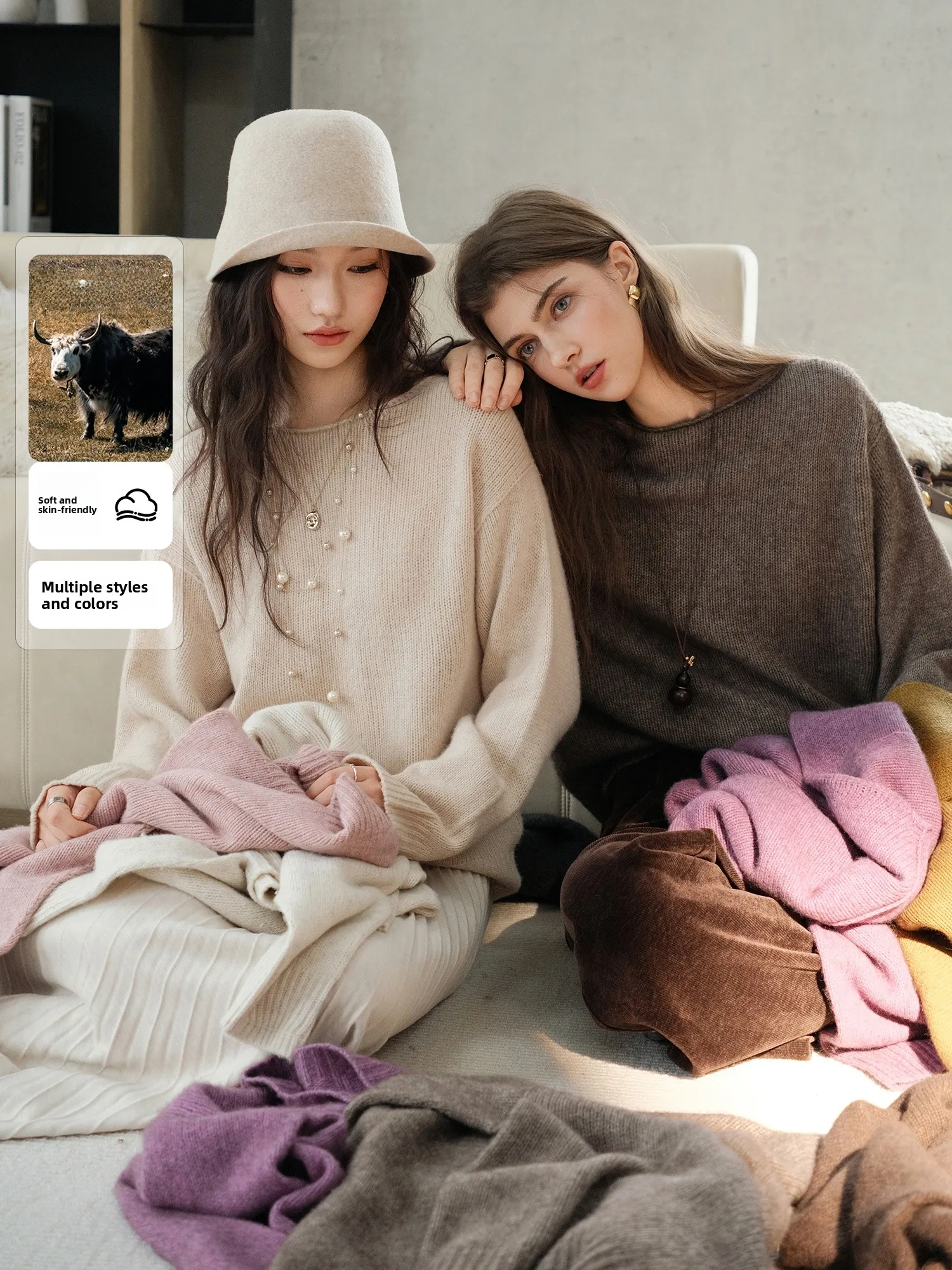 

NAGUAGU Тыквенная долина Тибетский вязаный свитер Camere Свободный повседневный длинный свет Thiened Heavy Gauge Трикотаж для женщин