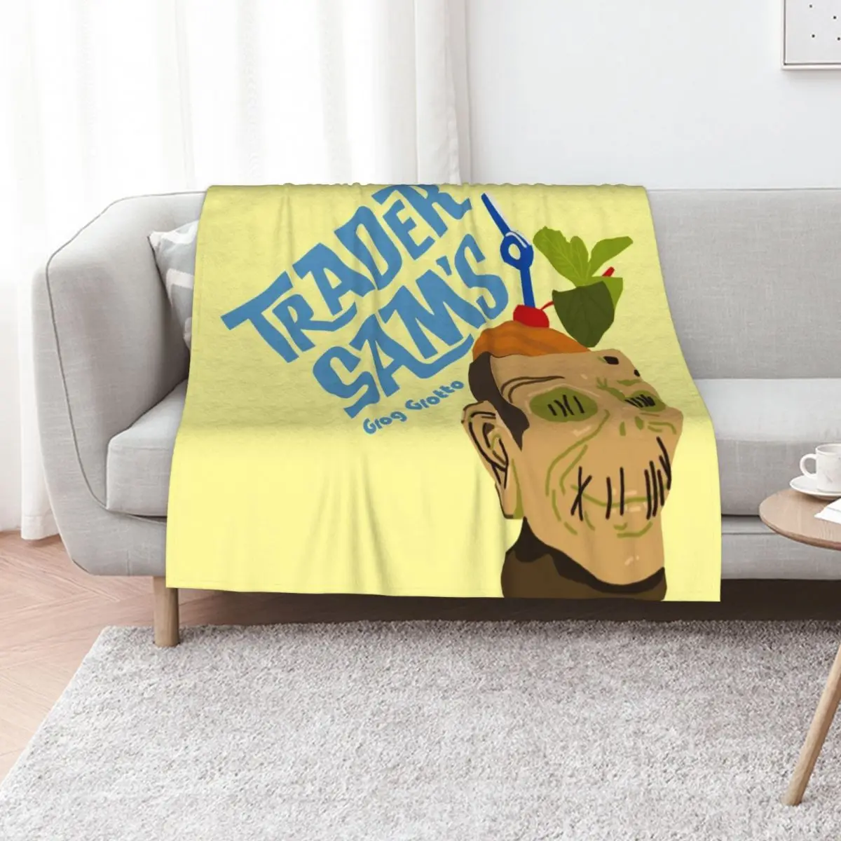 Trader Sam's Tiki Grog Grotto Throw Blanket Warm Napping Blanket for Office Couch Bed