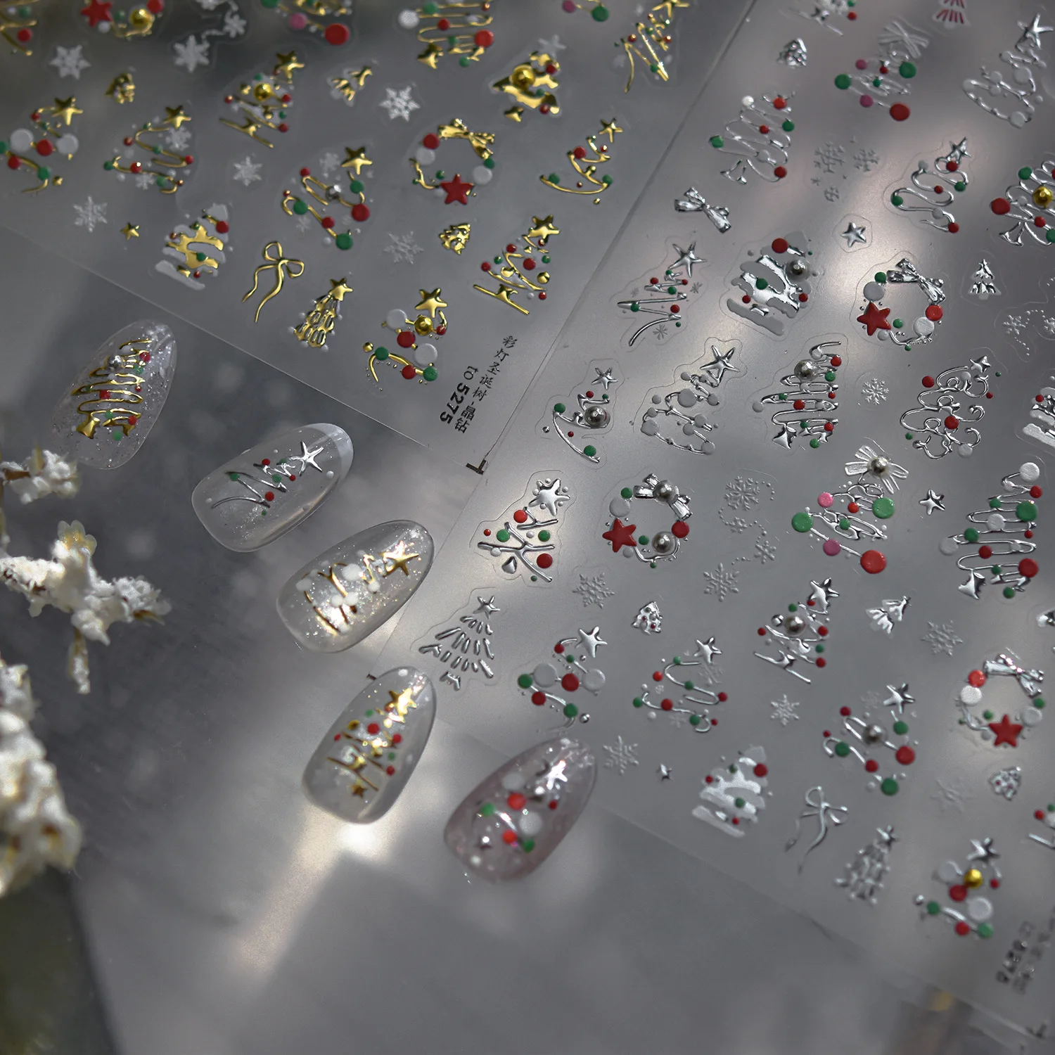 Autocollants pour ongles de dessin animé 3D de noël, cristal de luxe, diamant, ours, arbre, colle arrière de pomme, autocollants pour Nail Art, nouvelles décorations pour ongles, DIY bricolage