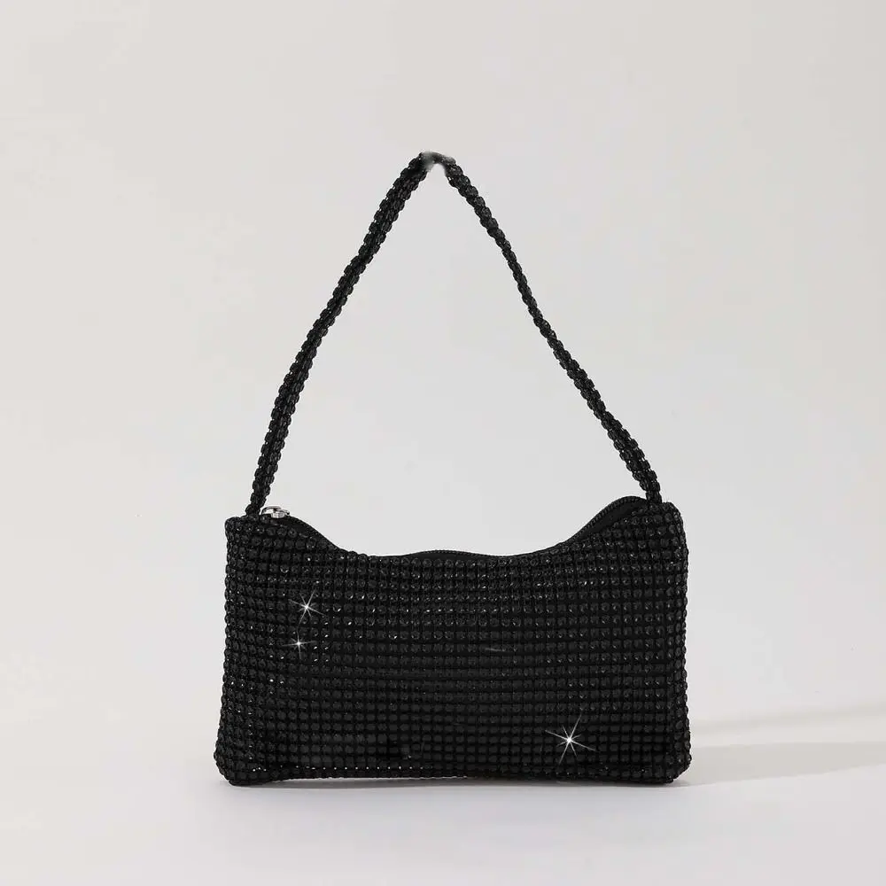 Retro Shiny Evening Banquet Bag Temperament Underarm Bag Glitter Shoulder Bag Small Purse Mini Rhinestone Hand Bag Women