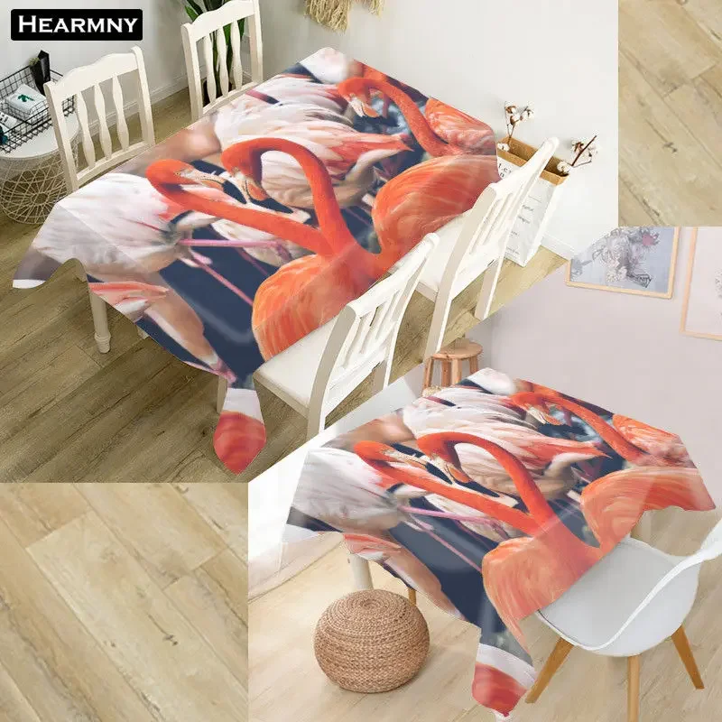 HEARMNY Flamingo Tablecloth 3D Oxford Fabric Square/Rectangular Dust-proof Table Cover For Party Home Decor TV Covers