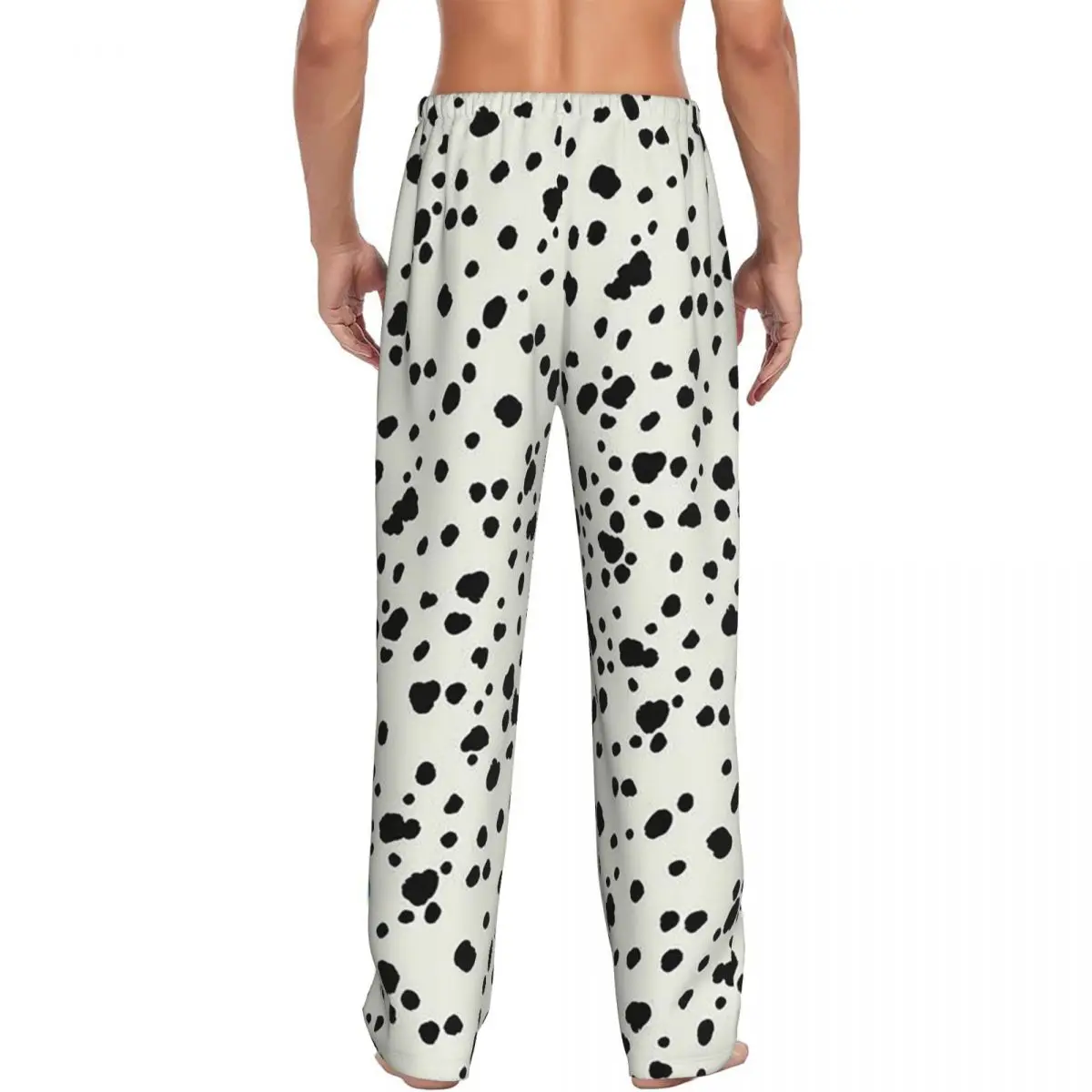Custom Dalmatian Dog Texture Pajama Pants Men Sleepwear Sleep Lounge Bottoms with Pockets