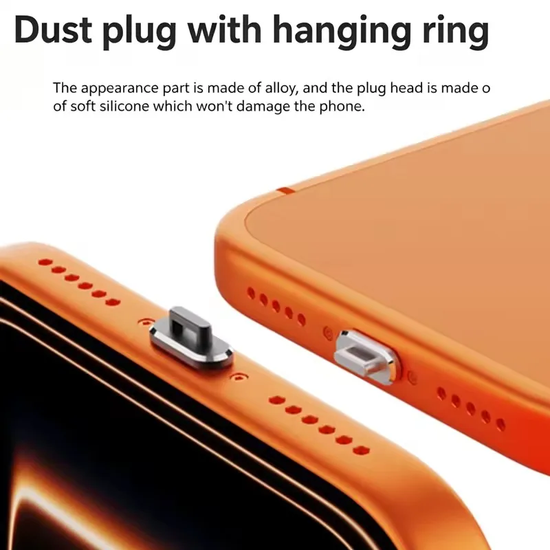 6/1Pcs Type C Charging Port Protector Stopper Cap Cover DIY Dust Plugs Pendant for iPhone 17 Samsung Anti-Dust Plug with Hole view 3