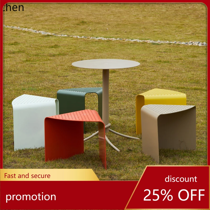 

HT Outdoor Garden Table and Chair Outdoor Chair Aluminum Alloy Sunscreen Waterproof Rust-proof Terrace Round Table
